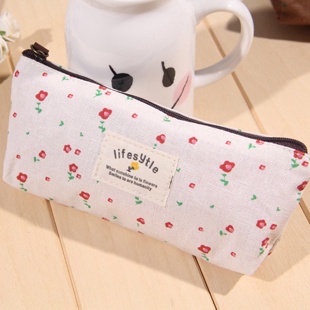 Túi Đựng Bút Bằng Vải Canvas Có Khóa Kéo Họa Tiết Hoa Dễ Thương