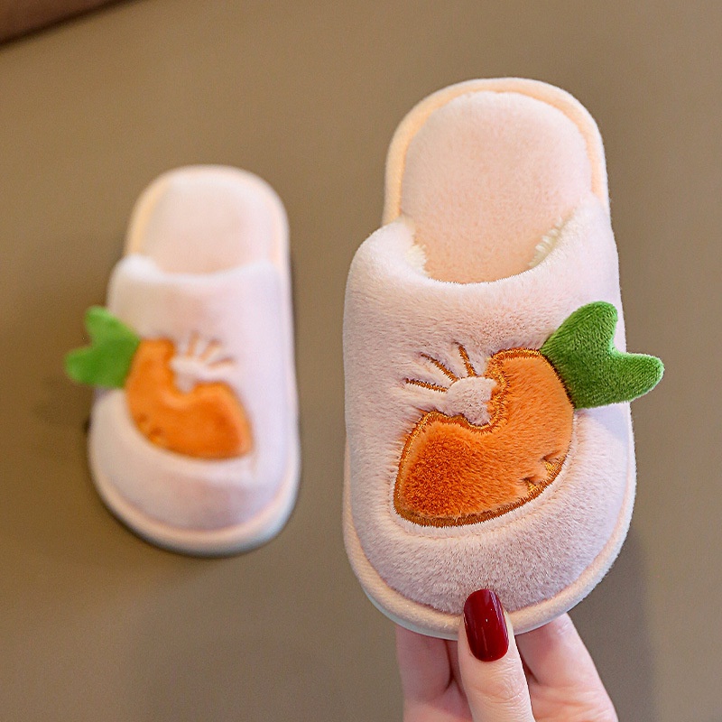 Dép bông cho bé đi trong nhà hình cà rốt xinh xắn, đáng yêu cho bé trai bé gái