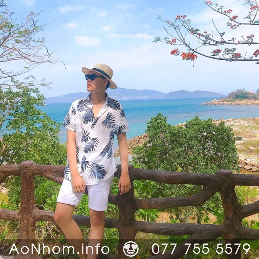 Áo Sơ Mi ĐI Biển Nam Nữ, Áo Đi Biển Bigsize Nam Nữ Vải Thoáng Mát, Áo Sơ Mi Hawaii Họa Tiết Hoa Lá - Lá Cây
