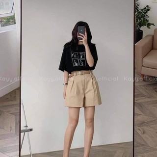 (VIDEO+ ẢNH THẬT) Sét Áo Phông Đen Hình +Quần Sooc Kaki