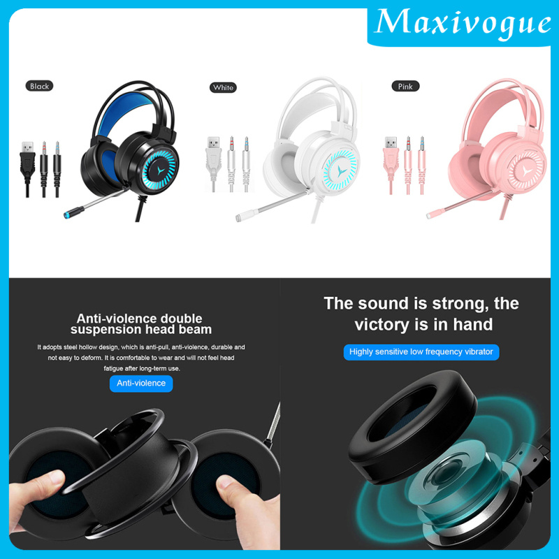 [MAXIVOGUE]G58 Gaming Headset Stereo Surround Headphone 3.5mm Wired w/Mic LED