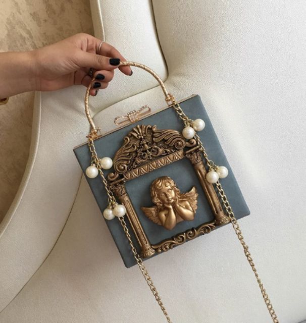 Túi xách dây xích sang chảnh cao cấp họa tiết phương tây kèm hình thật