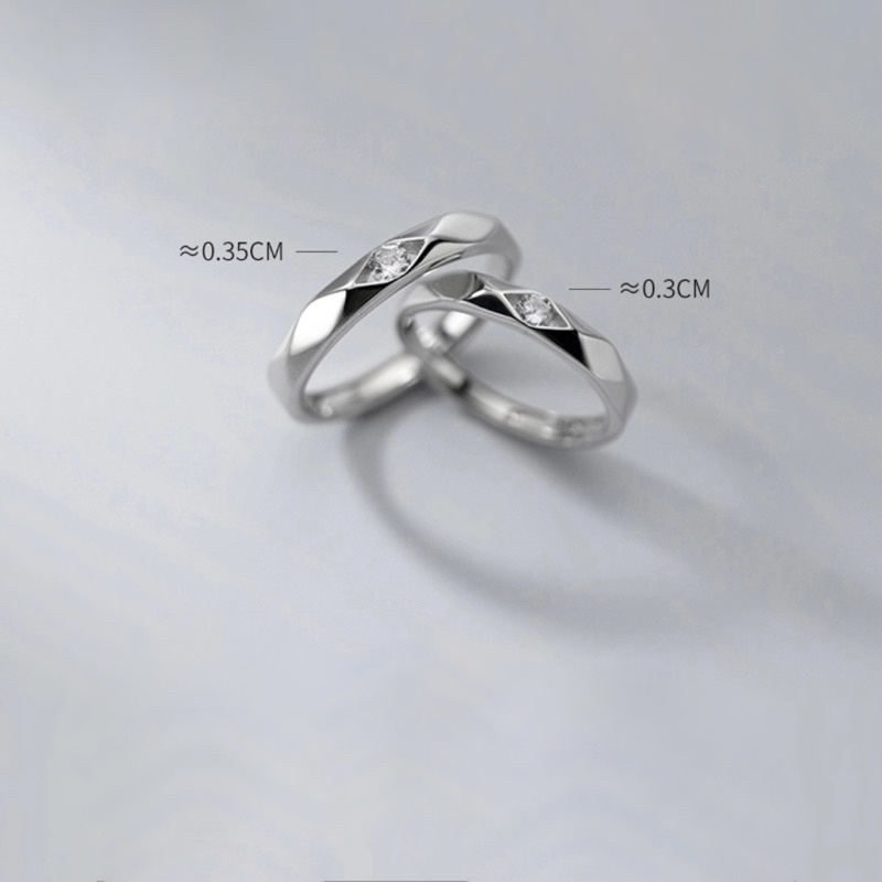 Nhẫn đôi bạc 925 hình đa giác cá tính kiểu dáng unisex DUYSON SILVER, Nhẫn đôi free size sang trọng