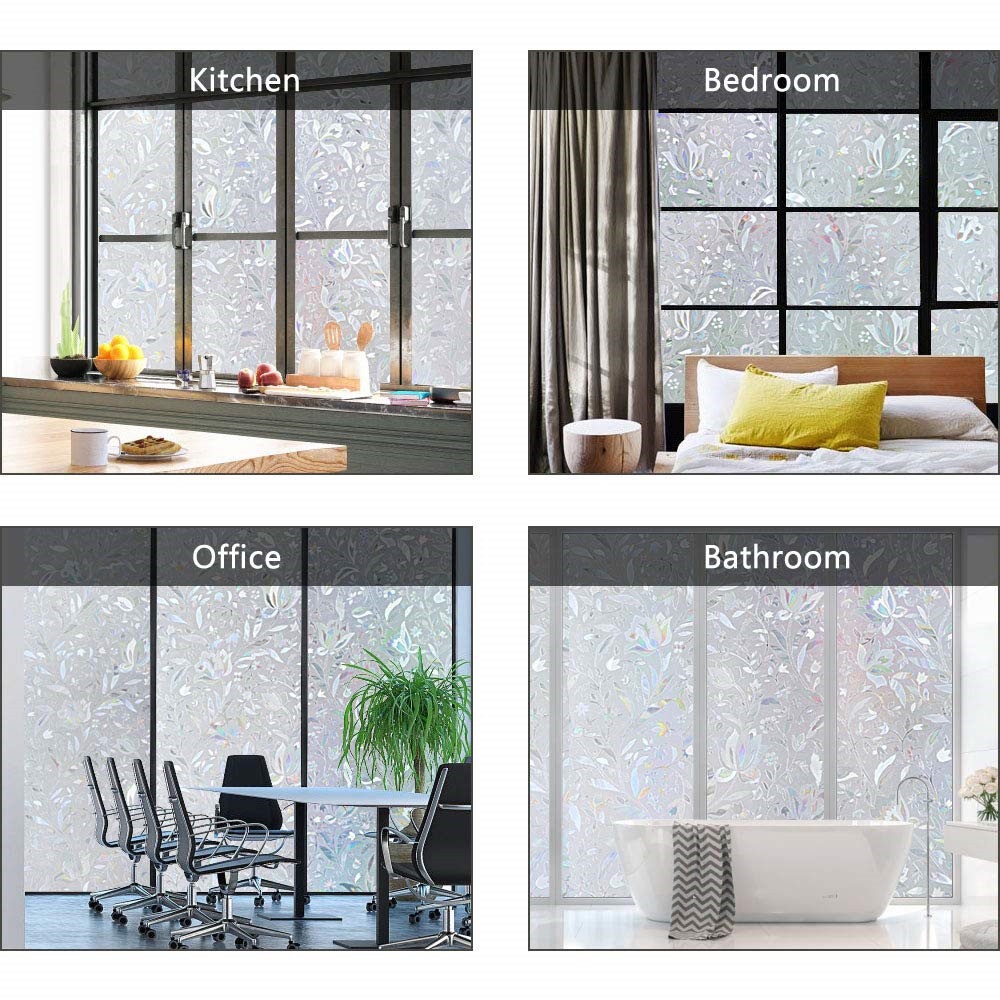 Tấm Phim Dán Kính Cửa Sổ Chống Nắng Màu Laser Nhiều Màu Sắc 3D Kích Thước 1M