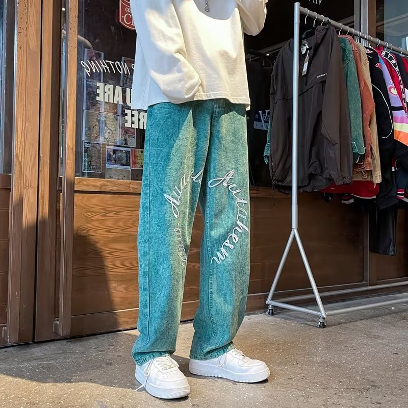 Quần jeans Dài In Chữ Phong Cách Thời Trang Hàn Quốc Cho Nam Giới size S-3XL