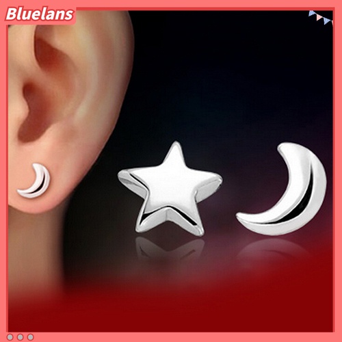 Bông tai mạ bạc hình trăng sao đơn giản duyên dáng cho nữ