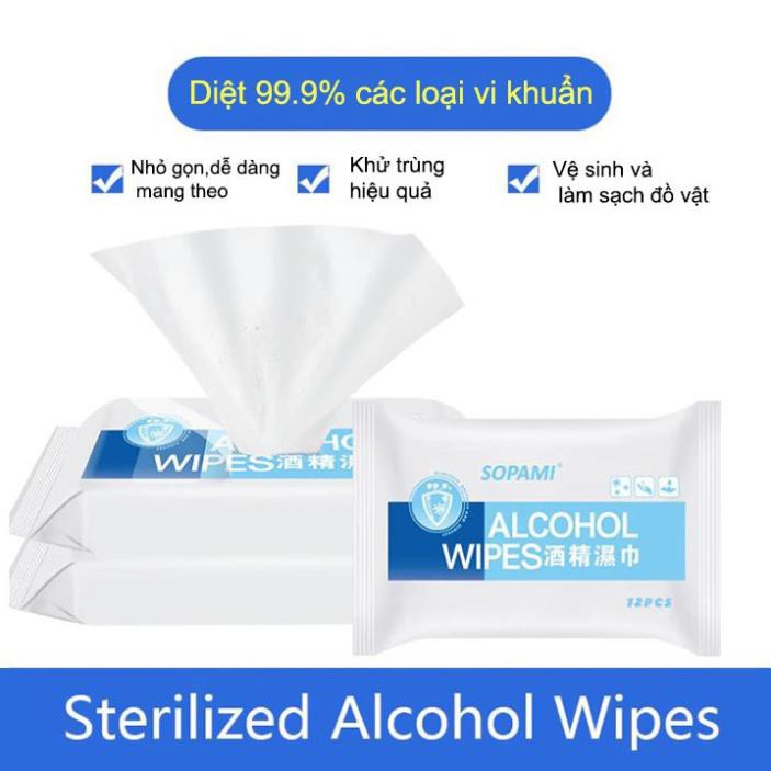 [Nhập Khẩu - Loại 1] Khăn giấy ướt có cồn alcohol wipes diệt kháng khuẩn đa năng lau bếp