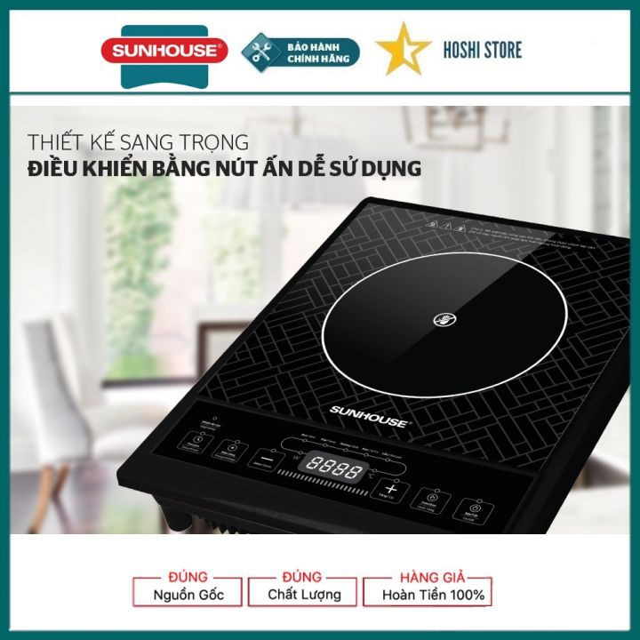 Bếp hồng ngoại cơ SUNHOUSE SHD6011, mặt bếp cường lực siêu bền chịu nhiệt, dùng được tất cả các loại nồi
