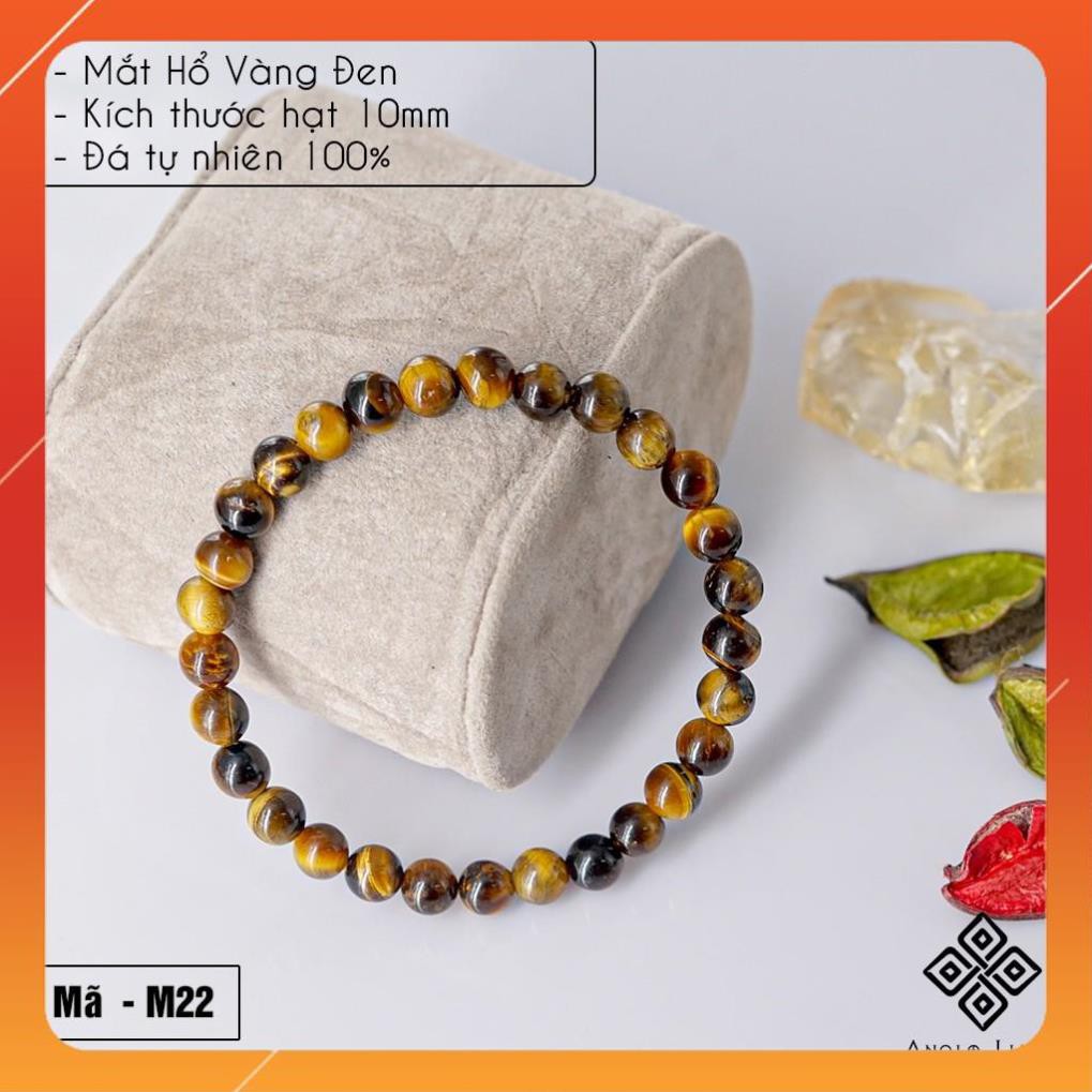 Vòng tay nam nữ Mắt Hổ Vàng Đen 6mm -  Vòng tay phong thủy, thời trang - Thương hiệu Anqlo - Thời trang cá tính