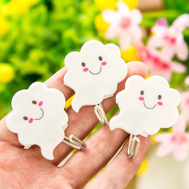 Set 3 móc treo đồ dán tường hình đám mây trắng sáng tạo