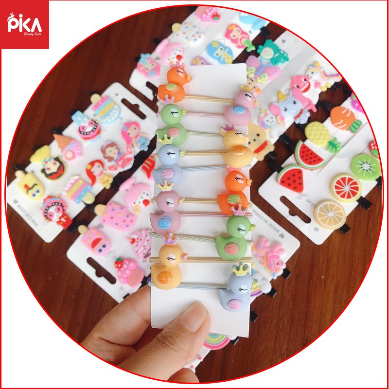 Set 10 Dây Buộc Tóc -Bé Gái -Pika kids- Nhiều Hình Dễ Thương Giao Ngẫu Nhiên