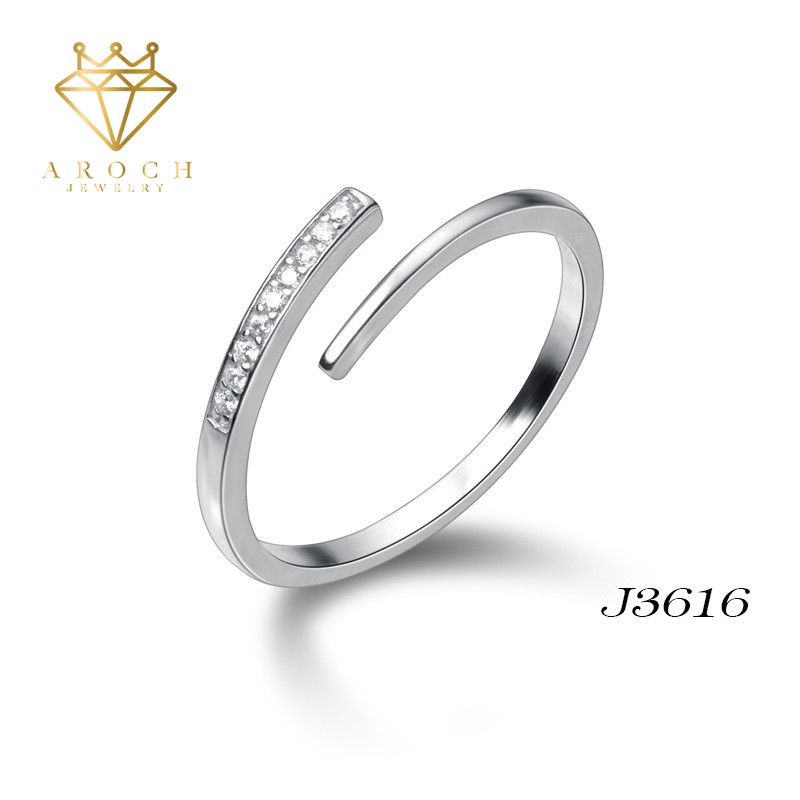 Nhẫn nữ hở freesize,hợp với mọi kích cỡ ngón tay,bạc Ý s925 hình vi cạnh nhỏ xinh J3616- AROCH Jewelry