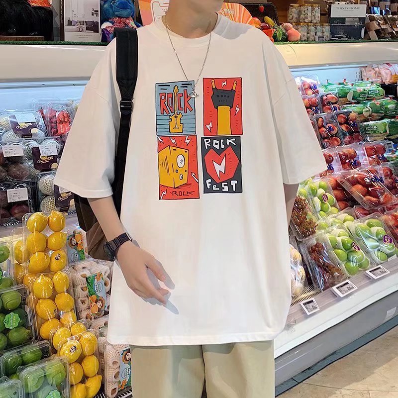 Áo Thun Tay Ngắn Dáng Rộng In Chữ Phong Cách Hip Hop Đường Phố Hàn Quốc Thời Trang Cho Nam Và Nữ [M-8XL]