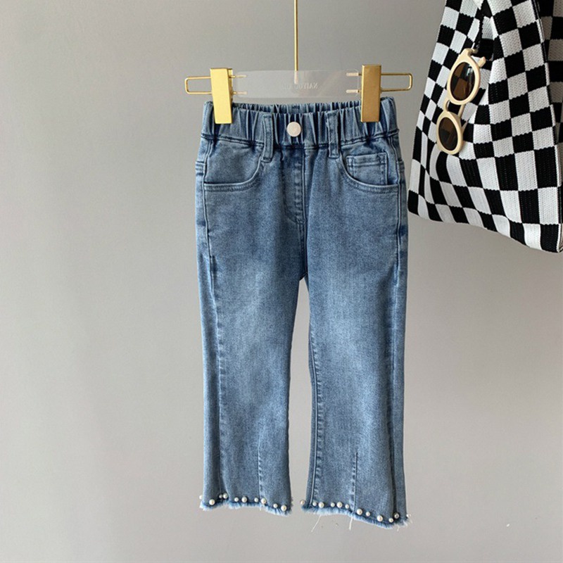 Quần Jeans Dài Ống Loe Phong Cách Phương Tây Dành Cho Bé Gái