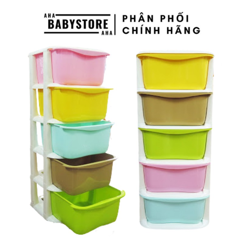 Tủ nhựa đa sắc ngăn kéo 5 tầng có bánh xe hàng Việt Nhật