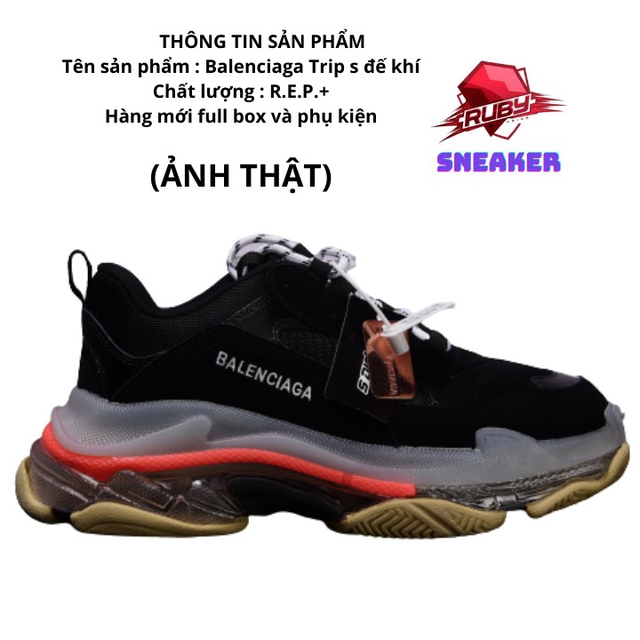 Giày sneaker Balenciaga, Giày thể thao nam nữ Balen đế khí màu đen lé đỏ
