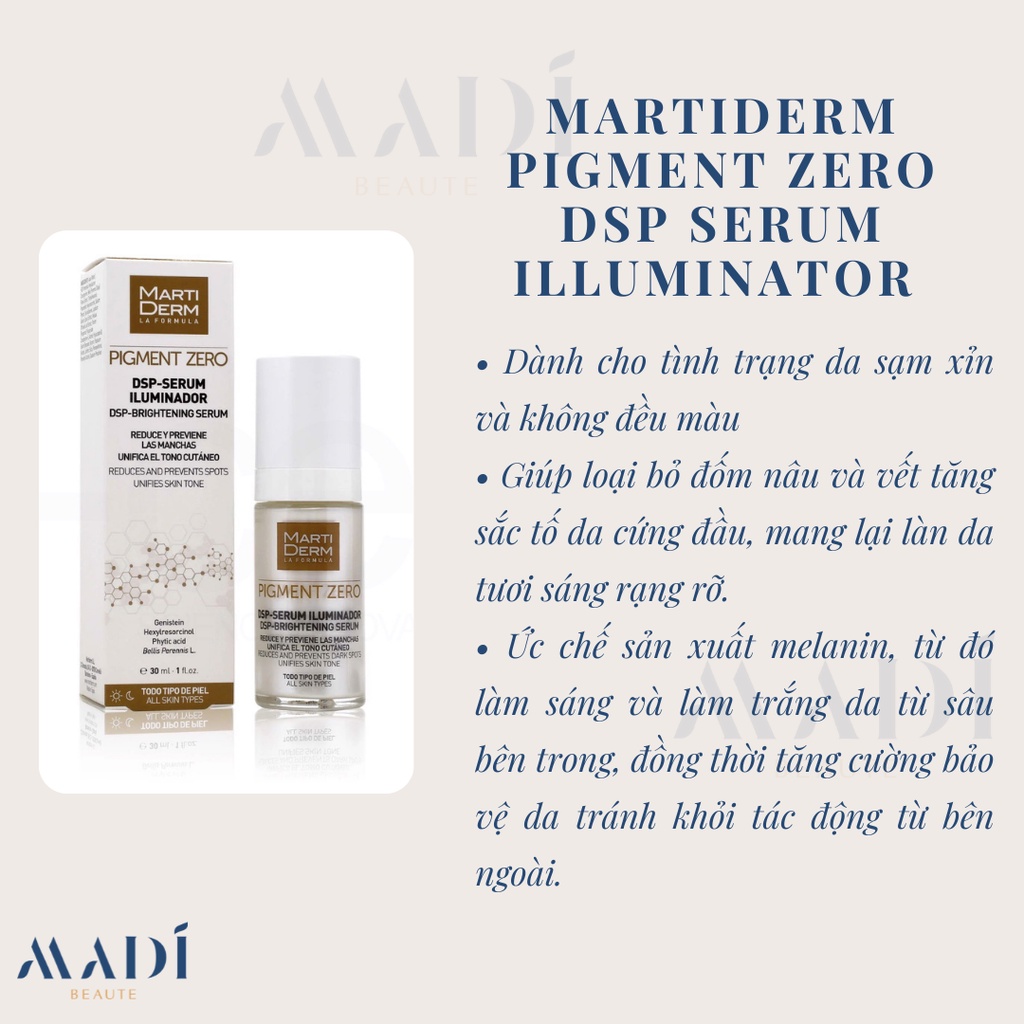 MartiDerm Pigment Zero DSP Serum Illuminator (30ml) - Tinh Chất Làm Sáng Da, Mờ Thâm