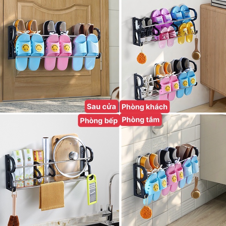 Kệ Treo Dép Nhà Vệ Sinh Dán Tường Cao Cấp 2 ngăn chữ R mẫu mới KT109