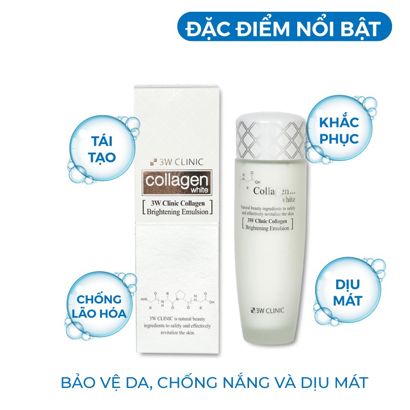 Sữa dưỡng trắng da dưỡng ẩm chống lão hóa chiết xuất collagen 3W Clinic Hàn Quốc 150ml