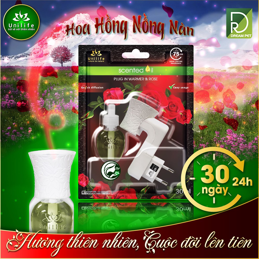 Máy xông tinh dầu Unilife  [ TẶNG TINH DẦU HOA HỒNG 30ml  ] Chính hãng BH 12 Tháng - Khử mùi hôi chó mèo