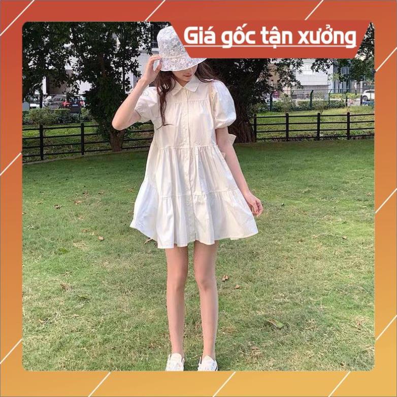 Hàng Cao Cấp- Giá Gốc Tận Xưởng Đầm Sơ Mi Trắng Nữ Cộc Tay 🦋 Váy Babydoll Nữ Tay Lỡ Dáng Lửng 🦋
