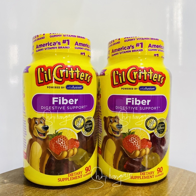 Kẹo dẻo gấu bổ sung chất xơ L’il Critter Fiber Digestive 90 gummies cho bé táo bón, lười ăn rau, tiêu hoá kém