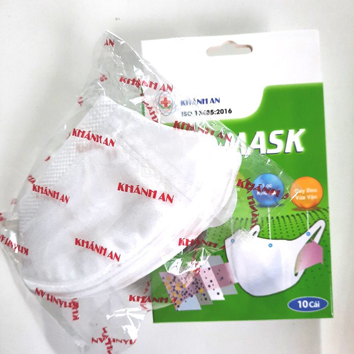 Khẩu trang y tế 3D Mask khánh an hàng công ty chính hãng có dập logo sử dụng công nghệ nhật