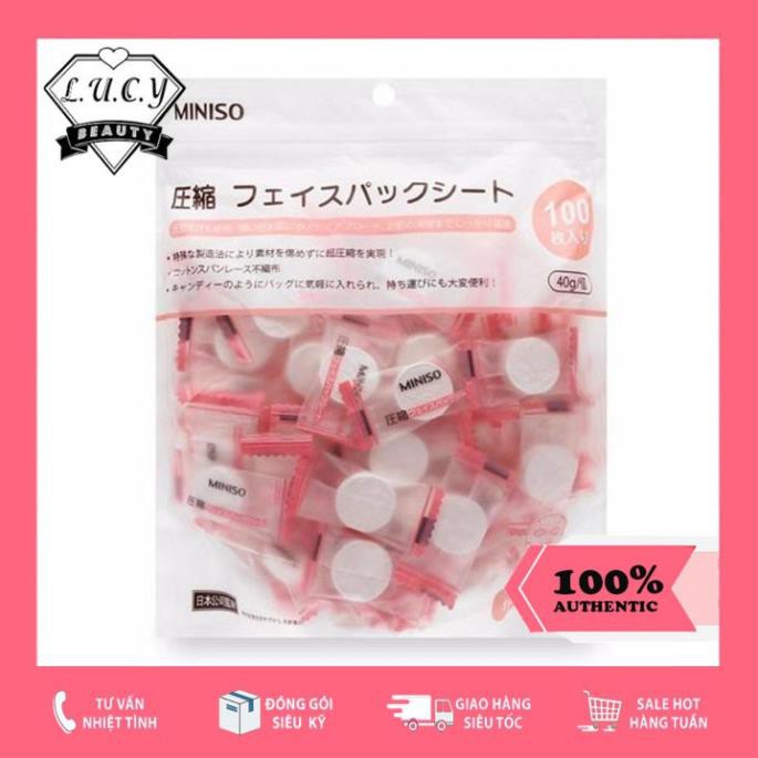 Hàng Nhật- Mặt Nạ Giấy Nén Miniso Japan 100 Viên Chính Hãng
