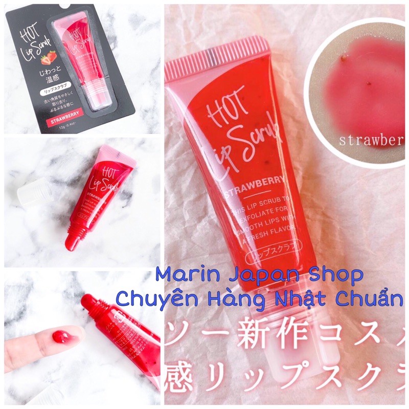 Tẩy chết cho môi nóng ấm lên Hot Lip Scrub Nhật Bản hương hoa quả xoài, dâu, đào tiên , nho dùng thích