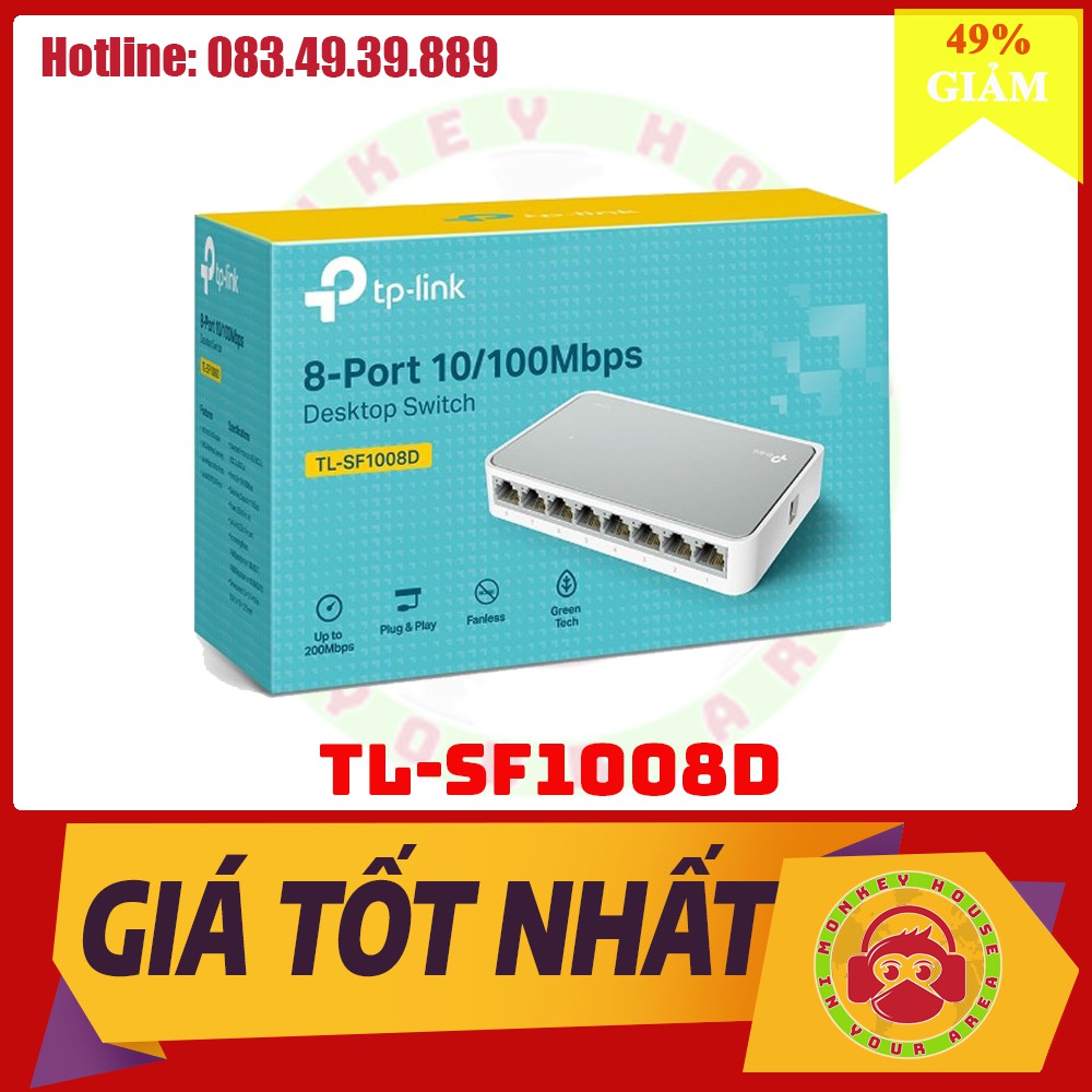 [Giảm 2% nhập "TAPHCLMC6" ] Bộ chia mạng 8 cổng TP-Link TL-SF1008D - Hàng Chính Hãng