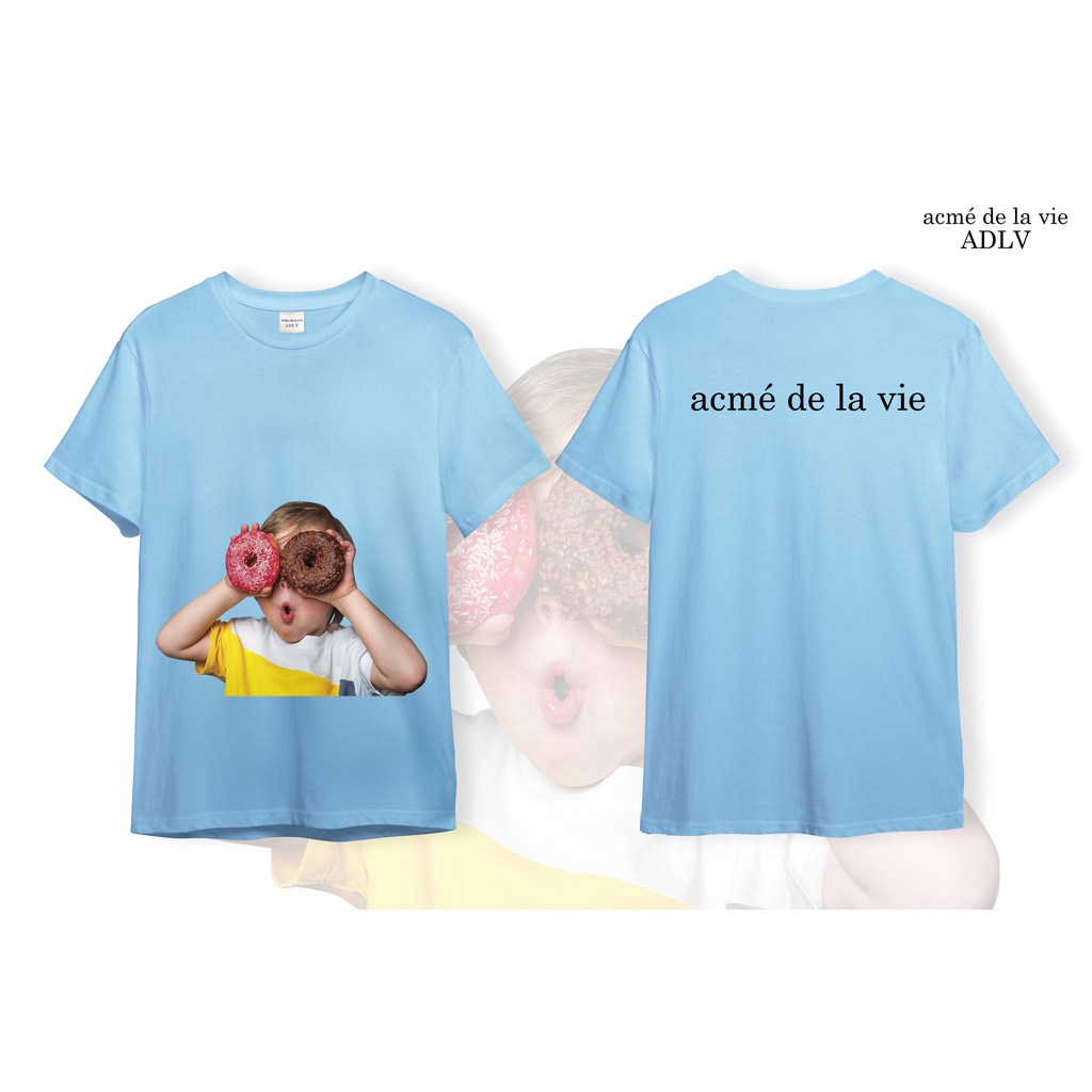 Áo ADLV Thun Cotton CAO CẤP [Vải Cotton] Mẫu 4 Bé Cầm Donut Hồng Nâu