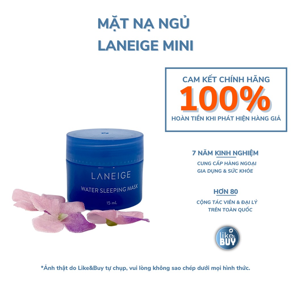 Mặt nạ ngủ Laneige Water Sleeping Mask mini cấp ẩm, chống lão hóa, dưỡng sáng da 15ml - hàng nội địa Hàn