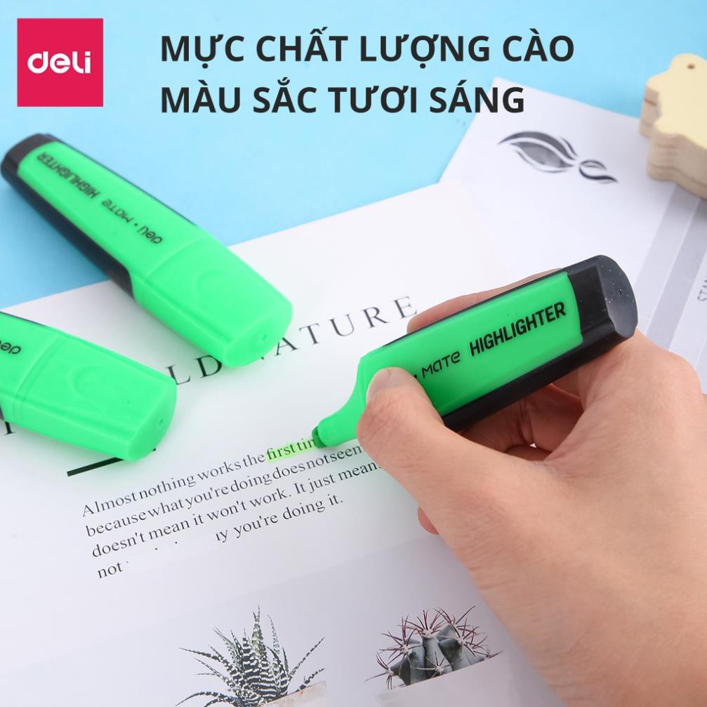 Bút nhớ dòng, bút dấu dòng DELI - Xanh lá - 2 chiếc - EU35050 .