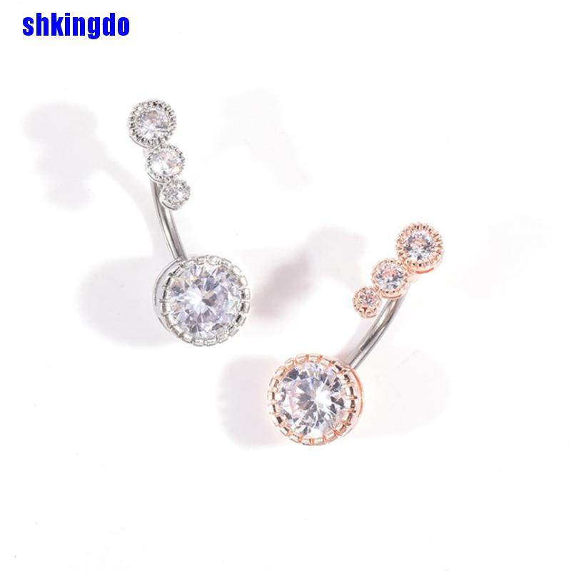 Khuyên rốn dạng thanh tạ đính pha lê