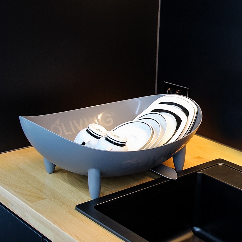 Rổ giá úp bát đĩa thông minh hình chiếc thuyền có khay hứng nước,Đồ dùng nhà bếp thông minh