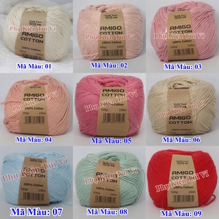 Sợi Amigo 100% Cotton 56k/1c (Màu 1- 36)