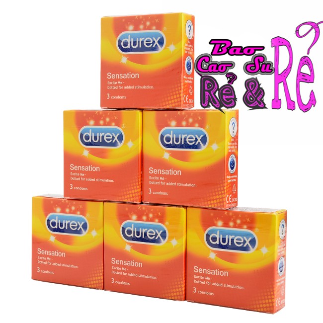 Combo 6 hộp 18 cái Bao Cao Su CÓ GAI NHỎ LI TI Durex Sensation