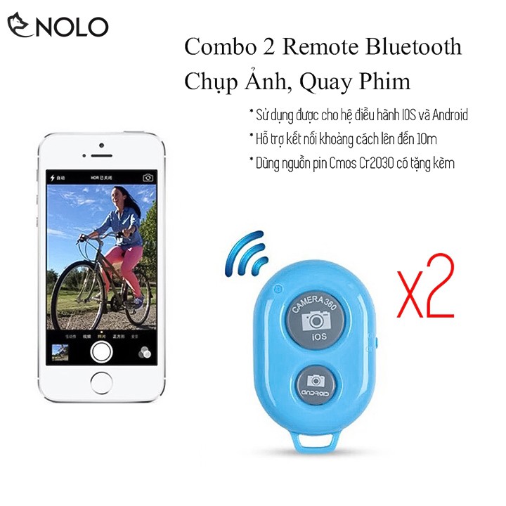 Combo 2 Remote Chụp Hình Quay Phim Bluetooth 2.0 AB Shutter3 Dùng Cho Cả Android IOS Dùng Pin Cmos CR2030