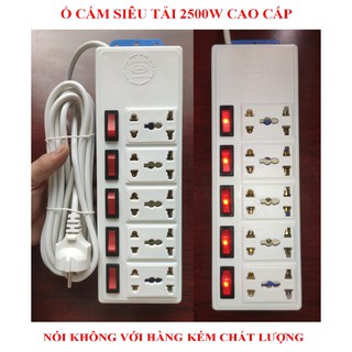 Ổ cắm dài SIÊU TẢI 2500W cao cấp+ BH 01 năm + Dây dài 05 mét (BỘ 01 SP)