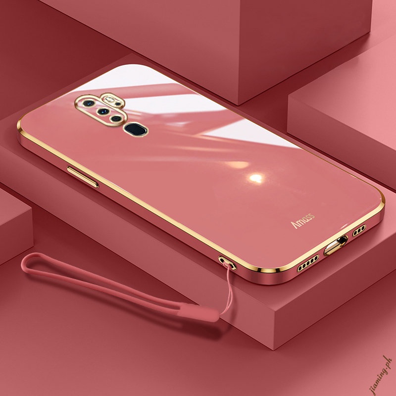 Ốp Điện Thoại Mạ Viền 6D Bằng Silicon Mềm Chất Lượng Cao Kèm Dây Đeo Cho OPPO A9 2020 A5 2020 Sự Bảo Vệ