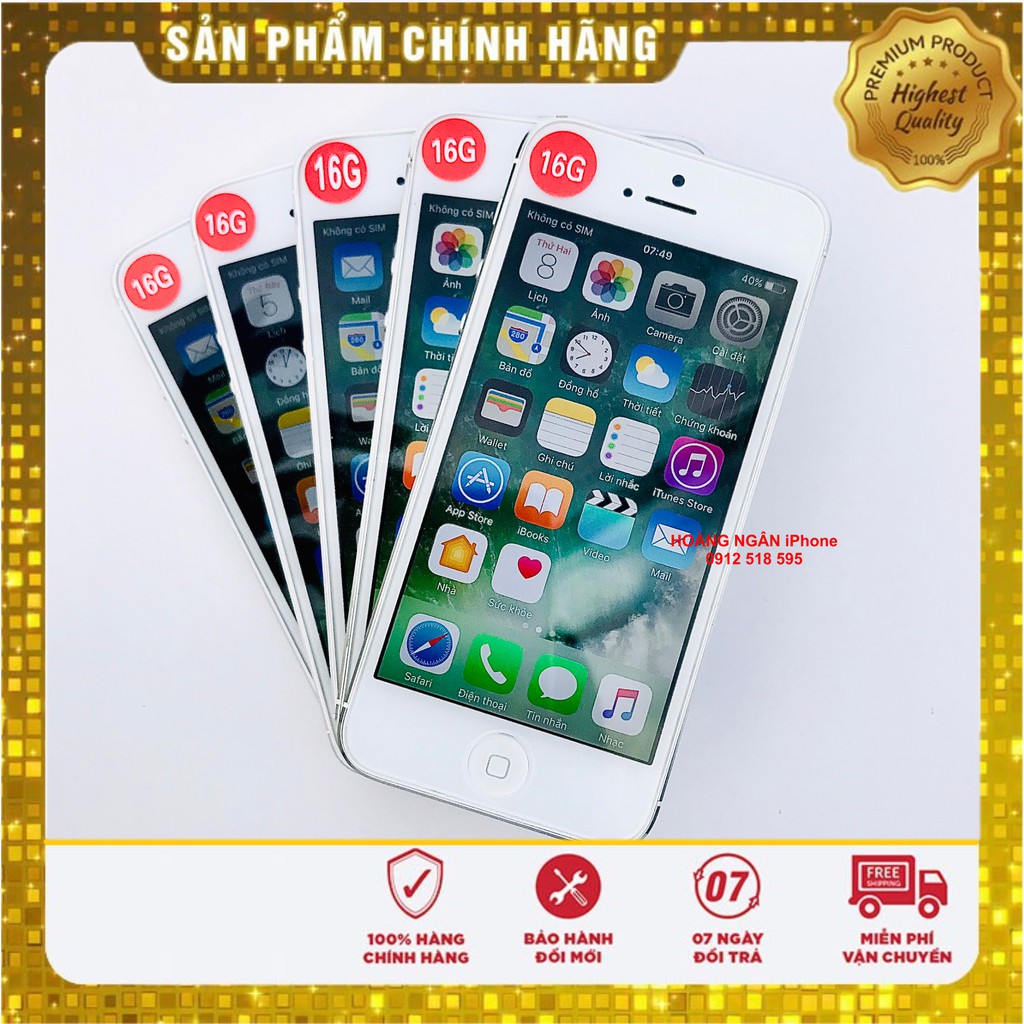 Điện thoại iPhone 5 màu trắng 16g quốc tế đẹp keng như mới