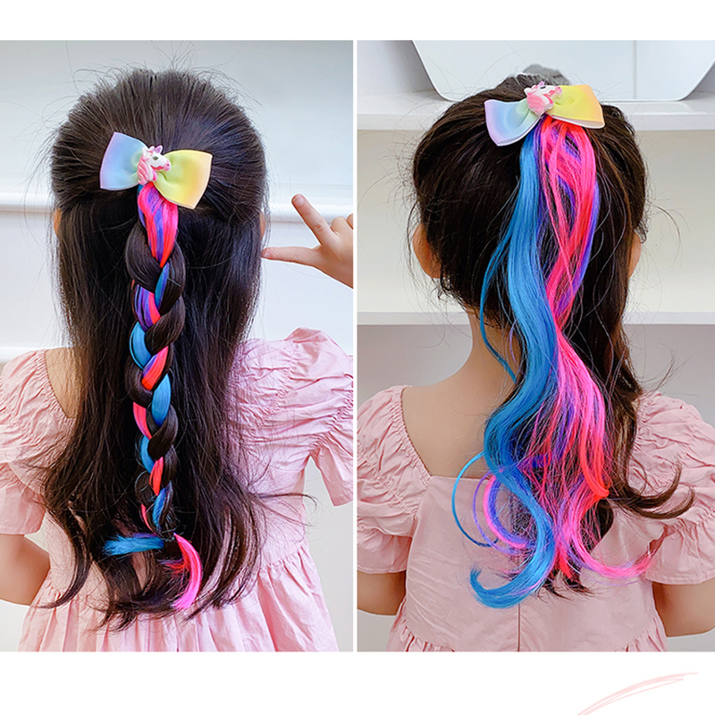 [Mã FAMAYFA giảm 10K đơn 50K] Unicorn Colorful Kids Wig Hairpin fashion Hair Accessories