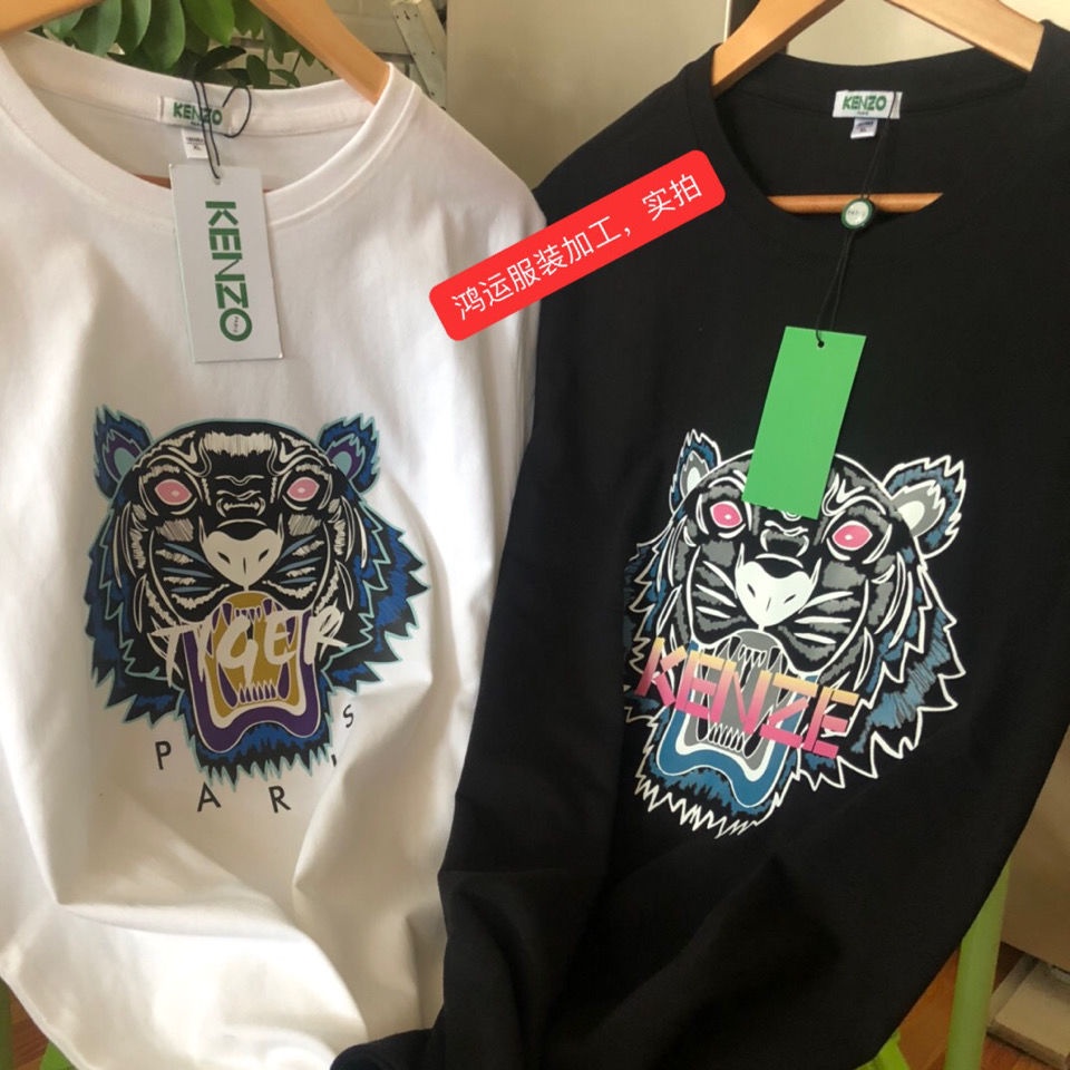 Áo Thun cotton Cổ Tròn Ngắn Tay In Hình Đầu Hổ KEN Thời Trang Mùa Hè Cho Cặp Đôi