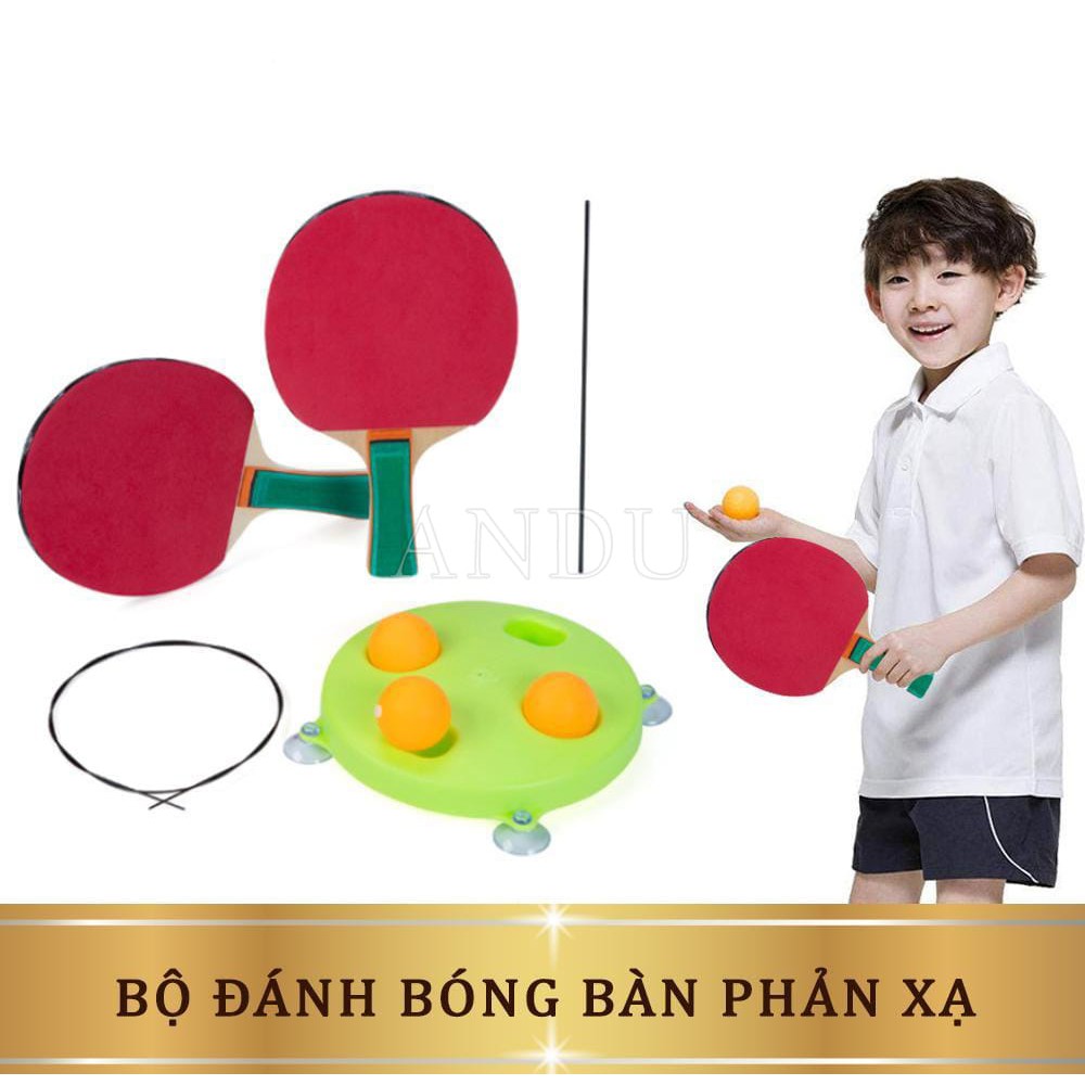 Bộ Bóng Bàn Tập Phản Xạ, Đồ Chơi Cho Bé Không Cần Bàn Kèm 4 Bóng Bàn Nhựa ABS