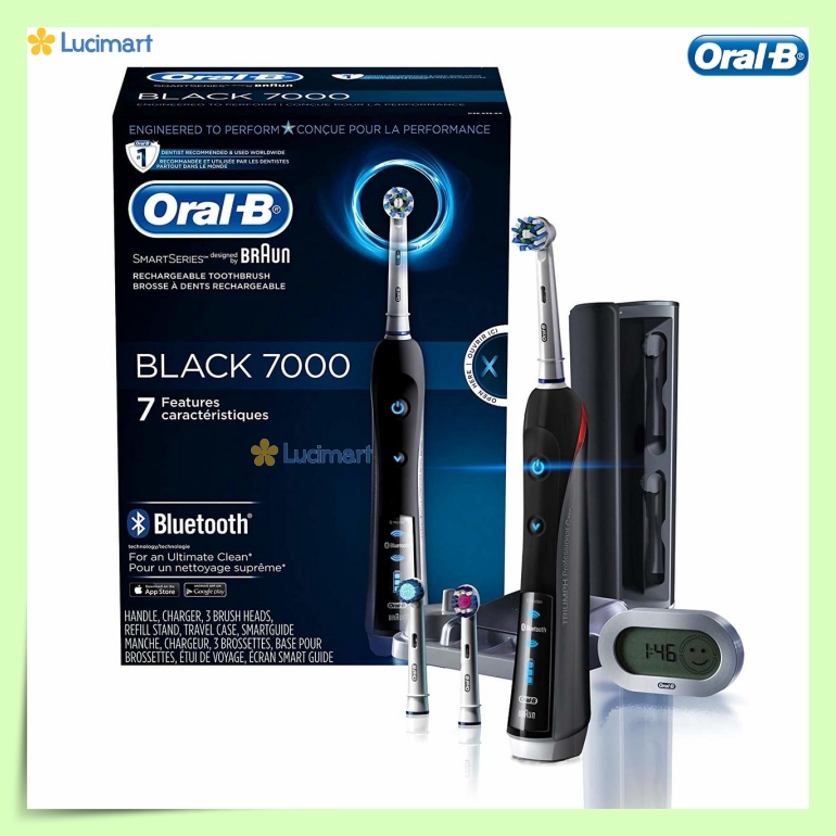 Bàn chải điện Oral-B Rechargeable Toothbrush Black 7000 [Hàng Đức]