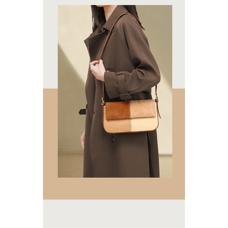 Túi xách nữ đeo vai JASMIN NOIR da lộn hình vuông nhỏ vintage