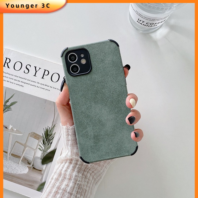 Ốp Điện Thoại Da Cừu Viền Dẻo Màu Trơn Kiểu Cổ Điển Cho iP G / 8G 7P / 8P X / XS XR XS MAX 11 11PRO 11PROMAX
