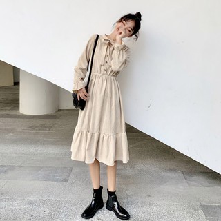 Váy vintage cổ nơ sinh viên hàn