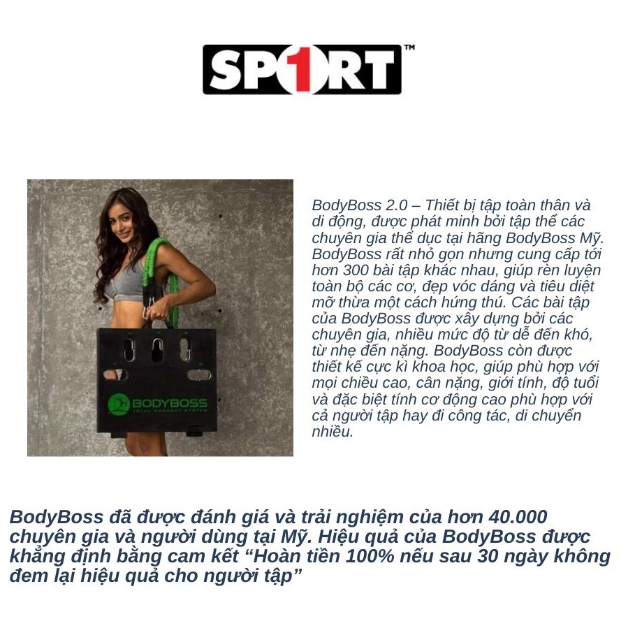 Dụng Cụ Tập Gym Toàn Thân Tại Nhà BODYBOSS Sport1 - Phòng gym thu nhỏ, tiện lợi, phù hợp mọi không gian