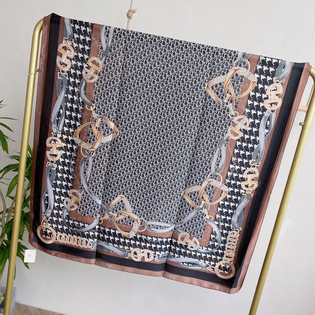 Khăn Choàng Lụa Dáng Dài Chống Nắng In Họa Tiết Sang Trọng Cho Nữ